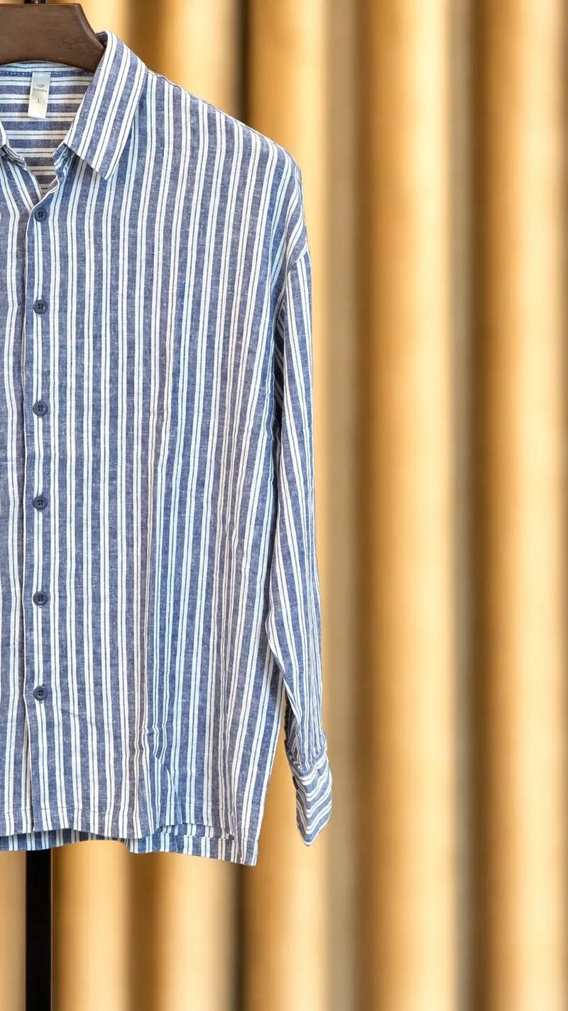 Blue Stripe Boxy Fit Shirt view 3