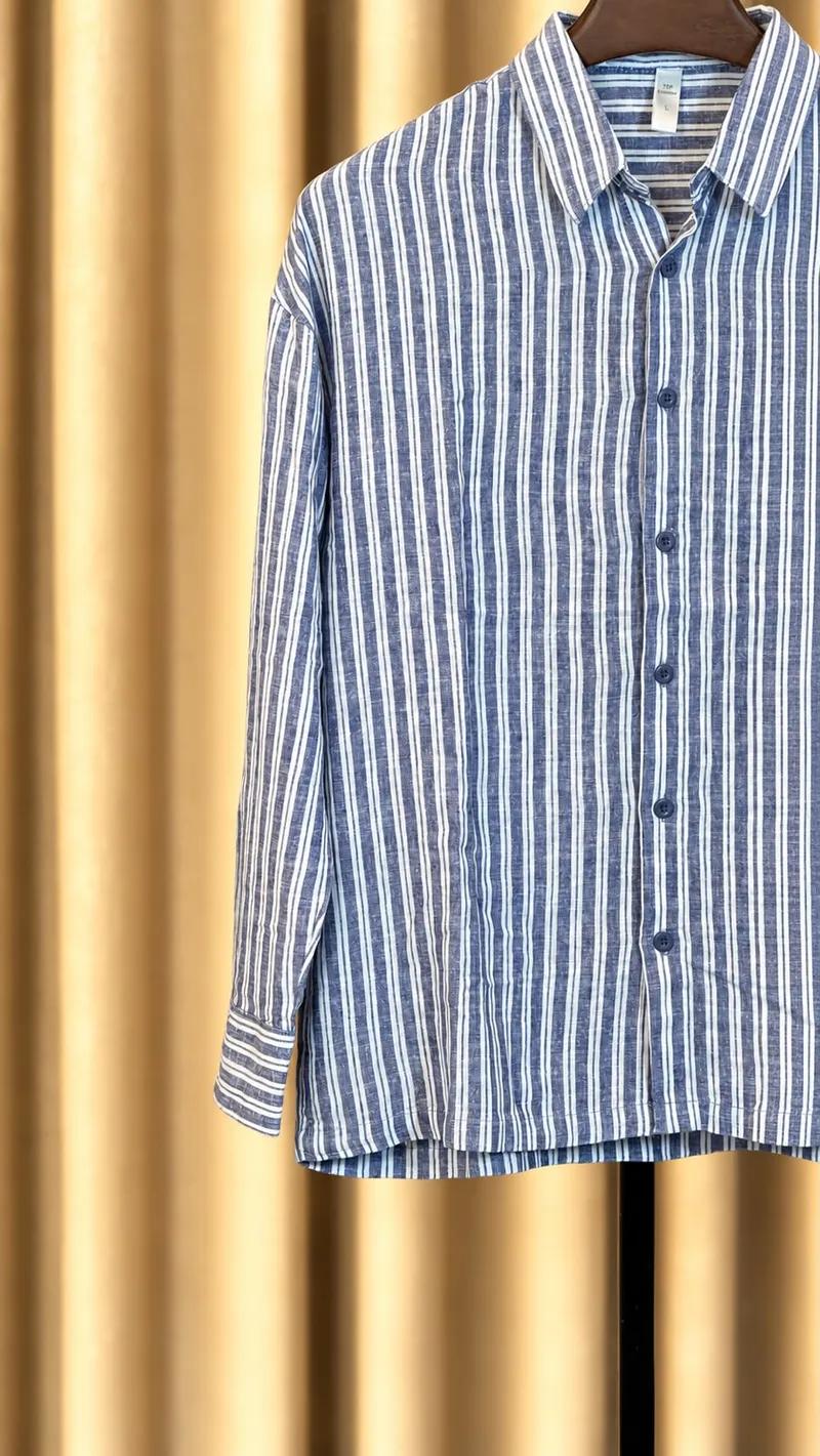 Blue Stripe Boxy Fit Shirt view 4