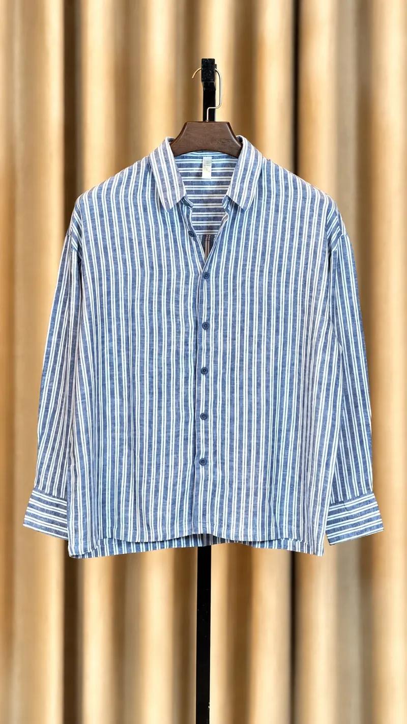 Blue Stripe Boxy Fit Shirt view 2