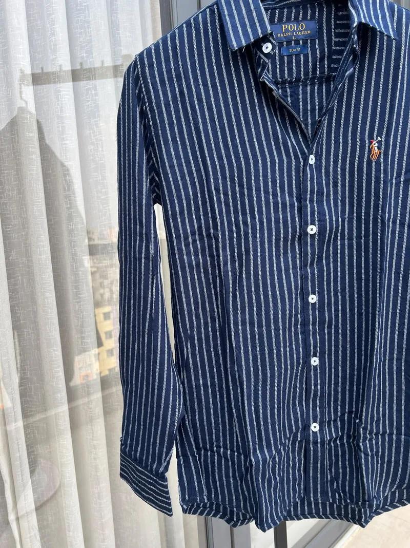 Blue Vertical Stripe Shirt view 3