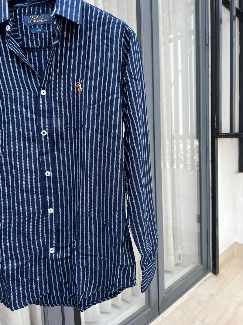 Blue Vertical Stripe Shirt view 4