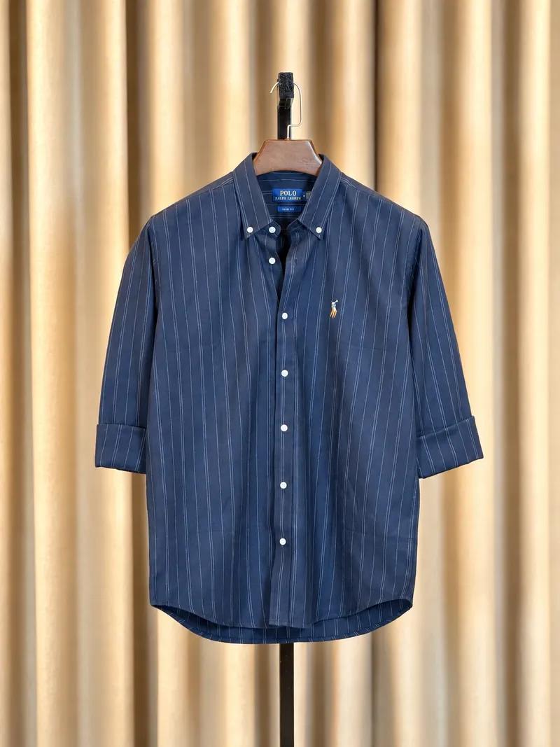 Deep Blue Double Vertical Stripe Shirt view 2