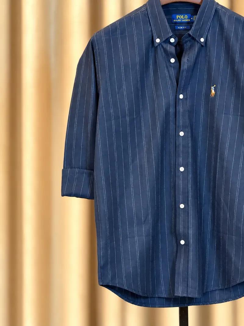 Deep Blue Double Vertical Stripe Shirt view 4