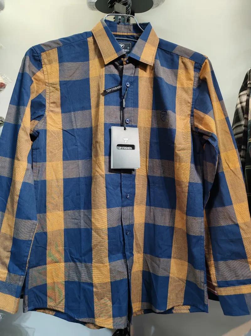 Brown Navy Big Check shirt
