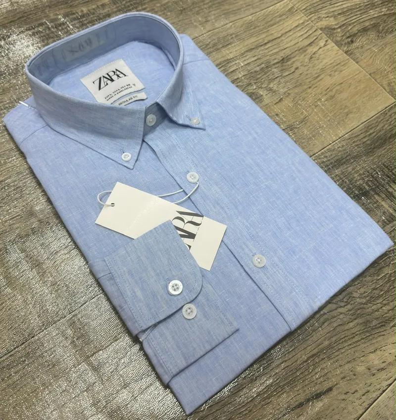 Sky Blue Melange Effect Shirt view 1