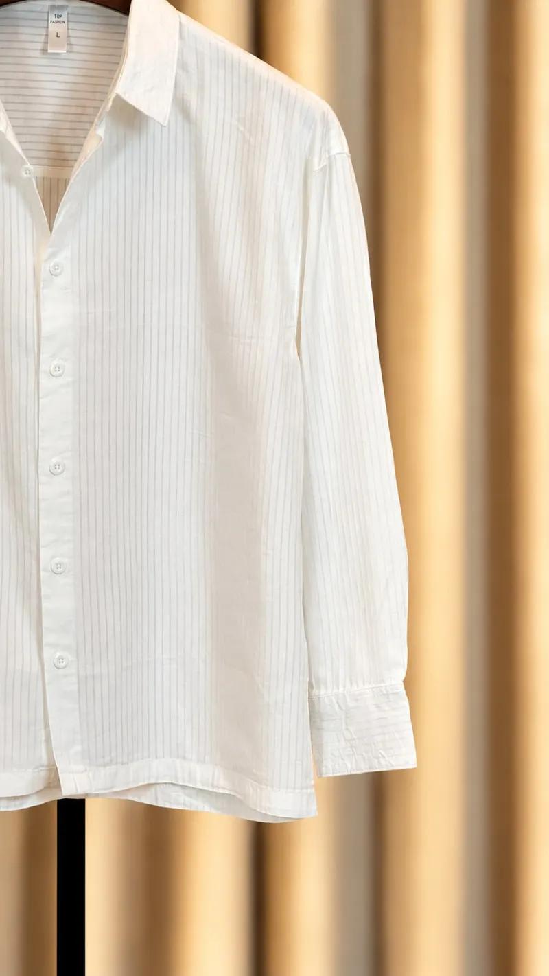 Solid White Boxy Fit Shirt view 3