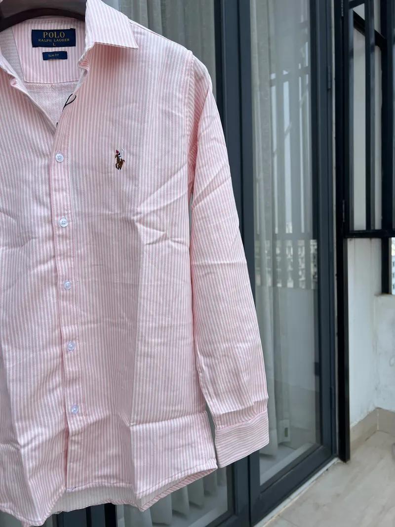 White pink Vertical Stripe Shirt view 3